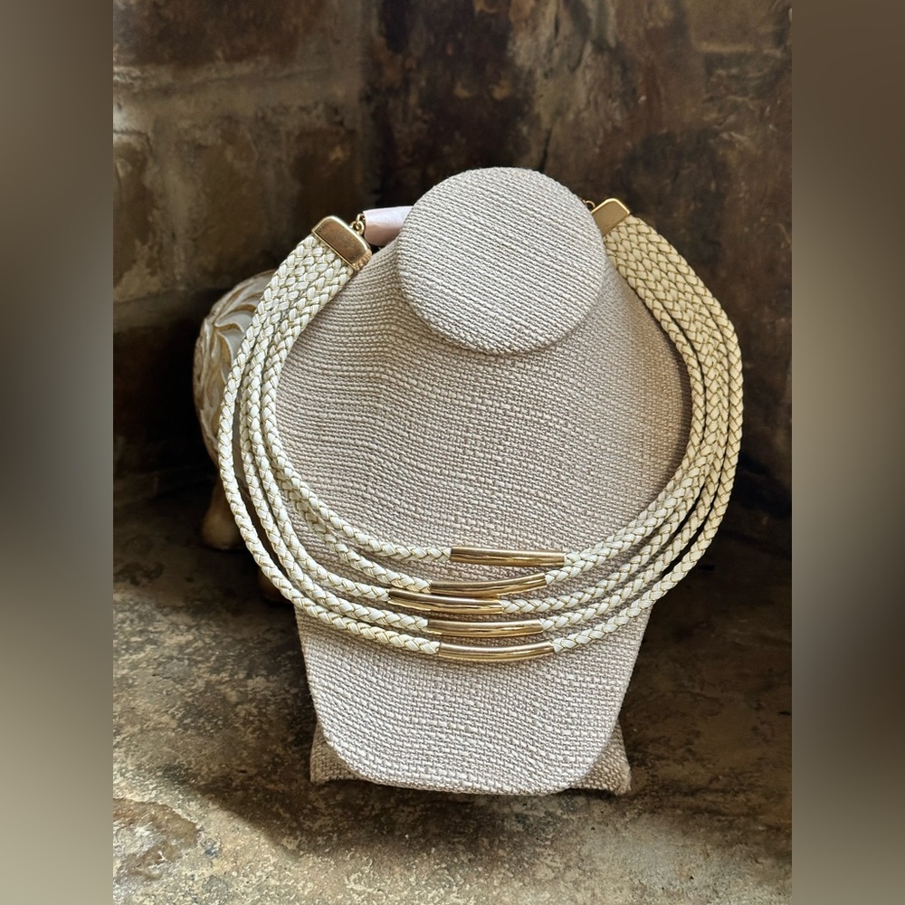White Faux Leather Rope Necklace